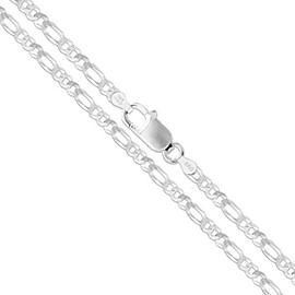 Sterling Silver Diamond-Cut Figaro Link Chain 3.1mm Solid 925 Italy Anklet 9" inch
