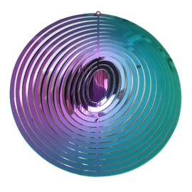 Tiardey 3D Metal Wind Spinner Rotating Fly End Light Effect Design Wind Chimes Home Garden Decoration Outdoor Gift Shiny - Colour Round