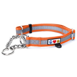 Pawtitas Chain Martingale Dog Collar Puppy Collar Reflective Dog Collar Training Dog Collar Behavioral Dog Chain Collar Collar Large Dog Collar Orange Dog Collar