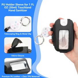 Beautyflier PU Holder Sleeve for Touchland Power Mist and Glow Mist 1FL OZ Hand Sanitizer Spray, Protective Case with Keychain and Telescoping Ring, Perfectly for Travel (Sleeve Only)