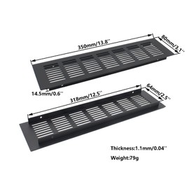 2PCS Air Vent Cover,TTZEZE Black Aluminium Alloy Ventilation Grille Rectangle Metal Louvered Grill Cover for Wardrobe Stove Shoes Cabinet Sink Kitchen Bathroom Side Wall Ceiling and Floor Exhaust Vent