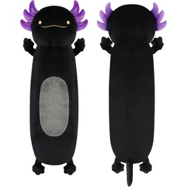 28 inch Black Axolotl Stuffed Animal, Cute Long Body Cuddle Squishy Pillow, Big Axolotl Plushies Toy Gifts for Kids, Boys for Birthday, Valentine Day