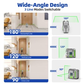 Laser Level Rechargeable, Huepar Pro Self Leveling Green Cross Line Laser Level Tool with Outdoor Pulse Mode, 18-Hour Long Runtime, 360° Magnetic Bracket, for DIY, Construction, Floor Tiles&Decoration