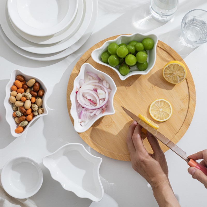 Rotatable Lazy Susan Party Serving Tray, 12 Inch Ceramic Divided