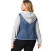 Agnes Orinda Women's Plus Size Layered Drawstring Hoodie Denim Jacket