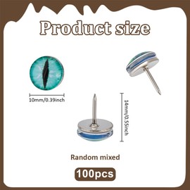 PH PandaHall 100pcs 50 Styles Eye Push Pins Drawing Pins Thumb Tacks Dragon Cat Glass Eye Wall Pin 10mm Decorative Thumbtacks Small Cork Board Pushpin for Map Bulletin Board Calendar Photo Office Home