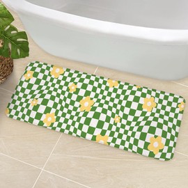 Vigesun Flower Bathroom Rugs Non Slip Water Absorbent Bath Rug Machine Washable Plush Fluffy Bathroom Runner Rug Floor Bath Mats for Tub Shower Bathroom Indoor Doormat, 18"x47", Yellow Green