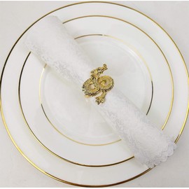 Fennco Styles Antique Dragon Metal Napkin Rings, Set of 4 - Gold Napkin Holders for Home Decor, Dining Table, Banquets, Family Gathering and Special Occasions