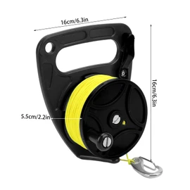 Dive Wreck Reel with Clip 83m Wire Alvinlite Scuba Dive Reel Multi-Purpose Anchor Rope Reel for Recreational Diving and Spear Fishing [Black]
