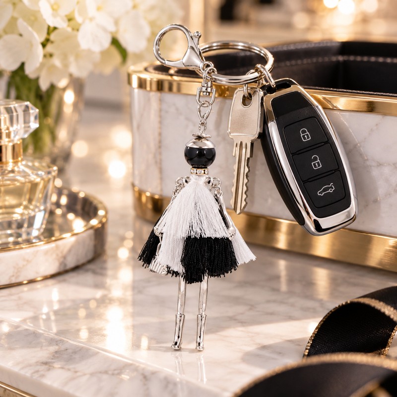 Handmade Tassel Fashionista Doll Keychain for Bags & Keys –
