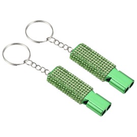 PATIKIL Emergency Whistle with Keychain, 2Pcs Bling Safety Survival Whistles Rescue Signaling Loud for Outdoor Camping Hiking Boating Hunting Fishing, Green