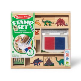 Melissa & Doug Set de Sellos de Madera - Dinosaurios (Artes y Manualidades, Sellos para Niños, 14 Piezas)
