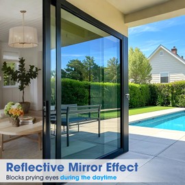 Coavas One Way Window Privacy Film, Reflective Window Tint for Home See Out Not in, Sun Blocking Anti UV Static Cling Glass Coverings for Windows Door, Black-Silver, 23.6 x 78.7 Inches