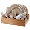BOTOP Acacia Wood Utensil Holder for Party, Paper Plate Organizer
