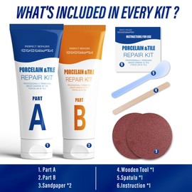 Porcelain Repair Kit, Porcelain Sink & Tub Repair Kit(Cream), Quickly Fix Porcelain Sink Chips, Cracks, Holes & Scratchs - Super Adhesion, for Porcelain, Acrylic, Tile, Fiberglass, Enamel.