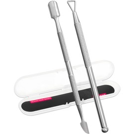 2 Pcs Stainless Steel Cuticle Pusher and Remover with Storage Case for Manicure Pedicure