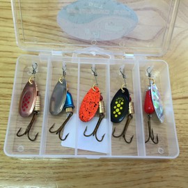 Lidsters 5 Spinners Size 2 in pocket lure box Ideal Perch Salmon Pike trout Fishing #4