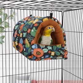 Wontee Bird Nest House Winter Warm Snuggle Hut Bird Bed Hanging Hammock for Parrots Budgies Parakeets Caique Senegal Cockatiels Conures (Medium, Black)