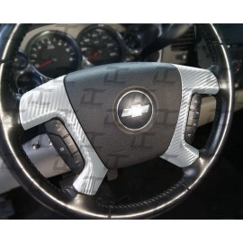 Decal Concepts (07-13) Silverado Tahoe FULL Silver Carbon Fiber Steering Wheel Spoke Decal Kit