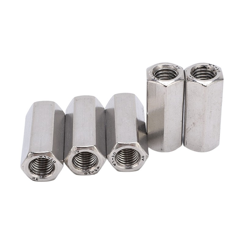 5Pcs Coupling Nut Hex Stainless Steel Anti Corrosion M12 Connector
