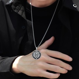 PROESS Santa Muerte Necklace for Men Sterling Silver Moon Phase Necklace Santa Muerte Pendant Jewelry Angel of Death Gifts, not known