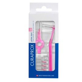 Premium Interdental Floss Pick - Curaprox Prime CPS 08 - Pink - Orthodontic Gum Flossers - Braces Floss Stick - Interdental Brushes Kit - 5 Brushes Starter Kit