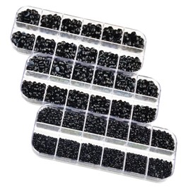 Massive Beads 6500pcs+ Flatback Glass Hotfix Iron On Rhinestones Crystal for DIY Making with 1 Tweezer & 1 Picking Pen for Shoes, Clothes, Face Art, Bags, Manicure (Jet Black, 5-Sizes)