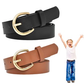 Kids Belt for Girls – Adjustable Elastic PU Leather Belt with O-Ring Buckle – 3.3cm Wide, 82cm Long – Soft, Breathable & Stylish – Ideal for Dresses, Jeans, Uniforms