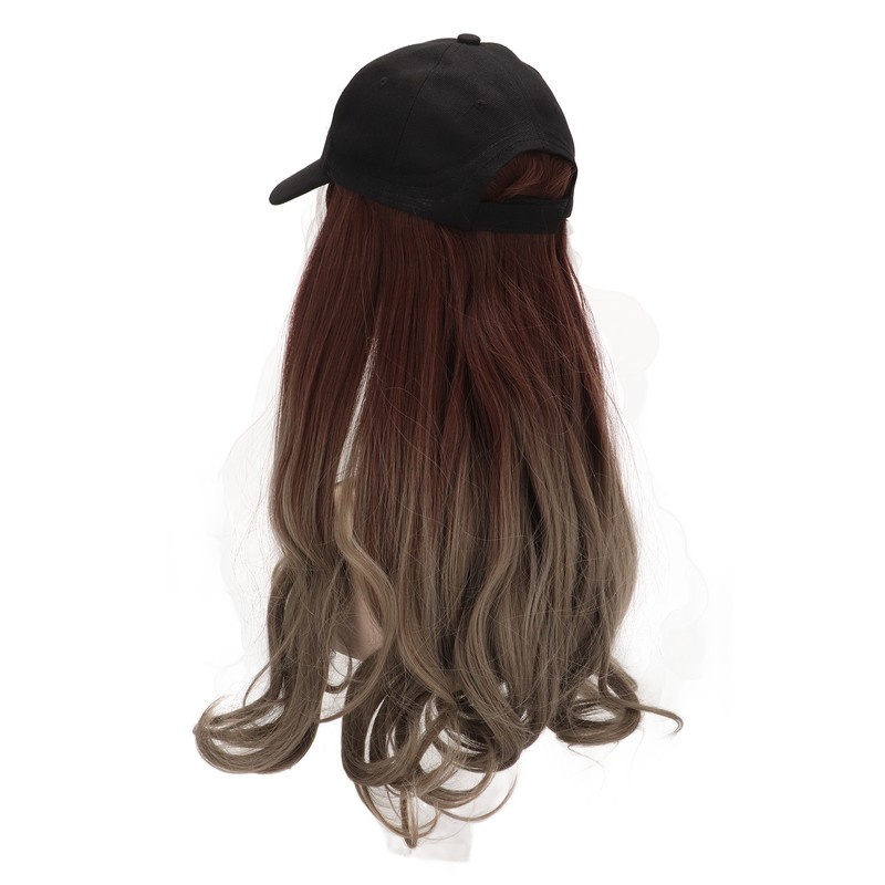 Baseball Cap Wig Women Fashionable Adjustable Hat Synthetic Long Wavy