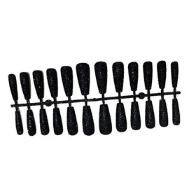 SUIOPPYUW 24 Pieces False Nails Shimmering Powder Full Cover Extra Long Press on Fingernail Patch Glitter Nail Tips for Home Salon, Black