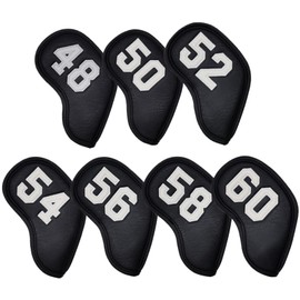 Greenie Golf Wedge Cover, Iron Cover, Head Cover, Face Cover, PU Leather, Single Item, Wedge Iron, Golf GR-2301-01 (52 Black x White))