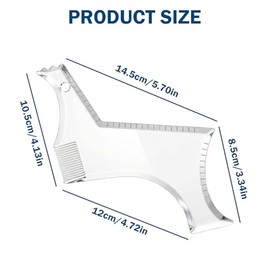 Plantilla para Recortar y Dar Forma a la Barba, Herramienta de Precisión Transparente con Peine Integrado y Guías Simétricas - Para Bigote, Perilla, P