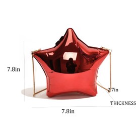 NELSBREXWomen's AcrylicStar Chain Y2k Crossbody Bag Metallic Design Evening Clutch Party Purse Handbag for Party Wedding Gift (red)
