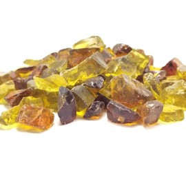 VIVID Heat (5-POUNDS Amber & Yellow Premium Indoor & Outdoor Crushed Fire Glass Rock Large 1/2, 3/4 & 1" inch Chunky Size - Glass for Use in Gas Fire Pit, Fireplace, Fire Table Etc. (Amber Ember)