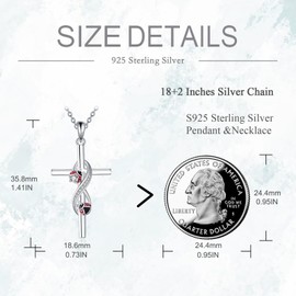 POPLYKE Cross Ladybug Necklace 925 Sterling Cross Pendant Necklace Ladybug Jewelry for Women