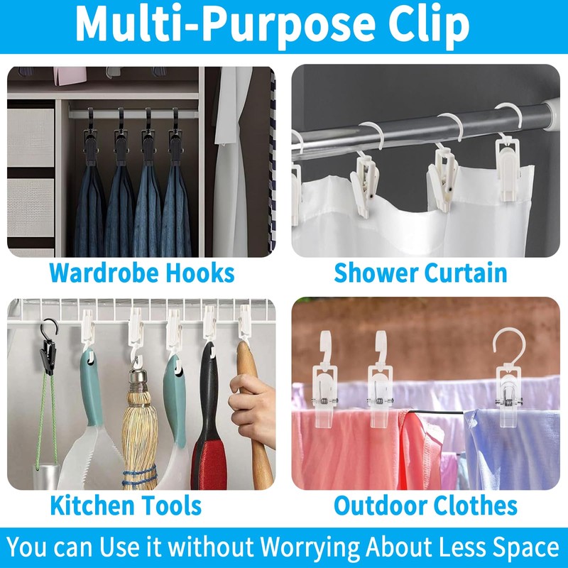 VinBee 20 PCS Laundry Hooks with Clips Super Strong Plastic