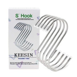 KEESIN 15 Pack S Shaped Hanging Hook Stainless Steel Hanger for Office Kitchen Bathroom Bedroom (Large-15 Pack)