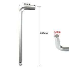 Grekywin 12mm Ball End Hex Key Allen Wrench, Long Arm 245mm, 12mm Truss Rod for Household DIY, Professional Machine Repairing