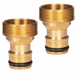 LLUOXI Garden Hose Connector, Brass Hose Pipe Adapter 3/4 inch and 1/2 inch 2-in-1, Outside Tap Connector for Hosepipe, Rustproof Hosepipe Fitting & Connectors Set for Kitchen Tap Bathroom Sink