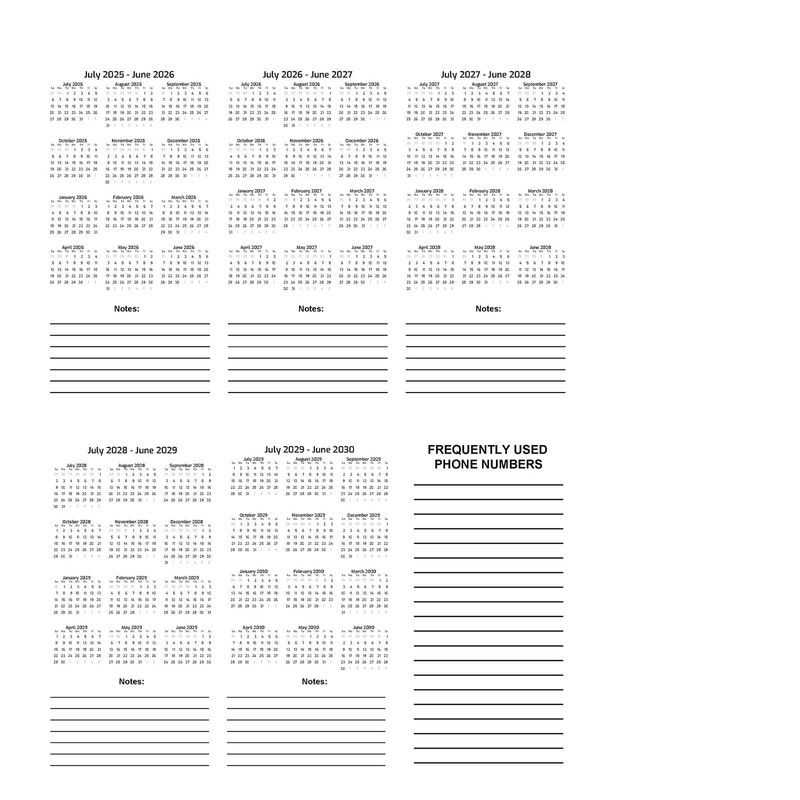 Ritadeshop 5 Year Calendar Planner (Black, 11 * 8.5" July