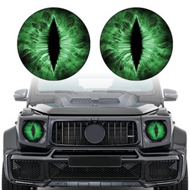 Tecledsn 2PCS Beast Eyes Decals, 3D Stereo Eyes Headlight Decal Stickers, Round Headlight Decal, Car Accessories Round Headlight Decal for Truck Car Body Window Bumper Decoration (Green)