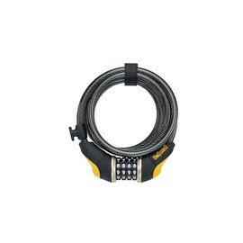 OnGuard Doberman Combo 6' Coil Cable Lock – 185cm × 10mm Braided Steel Bike Cable with 4-Digit Combination | Vinyl Coated, Impact Resistant & Portable Mounting Bracket