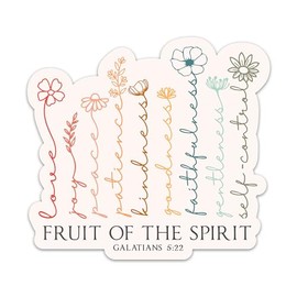 3PCs Fruit of The Spirit Sticker, Floral Bible Verse Quote Sticker, Christian Faith Vinyl Waterproof Stickers for Laptop Water Bottle Journal, Religious Scripture Decals Gifts for Prayers (3 Inches)