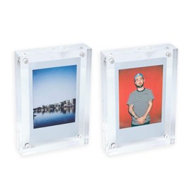 BBEST PF-M-2 Acrylic Photo Frame, Block Type, Cheki instax mini 3.0 x 4.2 inches (75 x 106 mm), Set of 2