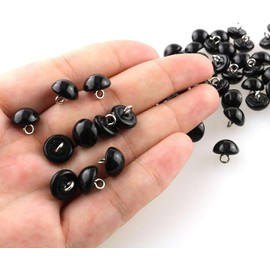 50Pcs 10mm Black Buttons, Round Pearl Buttons, Earl Decorative Buttons, for Sewing, Sewing Buttons, Half Ball Pearl Buttons Round Shape Pearl Buckles, Crafting Sewing Circle Hook Buttons Fasteners