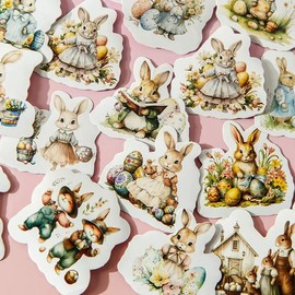 Easter Stickers Pack 50 Pcs - Easter Eggs Bunny Rabbit Stickers for Kindles, Water Bottles, Laptops, DIY for Adults, Teens, Kids
