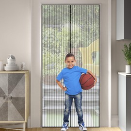 Magnetic Screen Door - Mesh Heavy Duty - Fits Doors up to 26" X 81" - Hands Free, Kid Friendly - Screen Door with Magnets, Hook & Loop (26" X 81")
