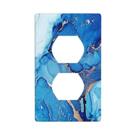 Blue Gold Marble 1 Gang Outlet Cover Outlet Light Switch Cover Decorative Single Duplex Wall Plate Cover For Home Living Bedroom Kitchen Decorative