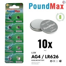 PoundMax AG4 LR626 Batteries 1.5v Alkaline Button Cell Battery - 10 Count