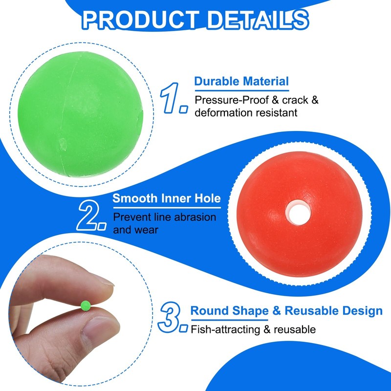 YELARXI Fishing Beads Glow Soft Plastic Fish Rigs 4 mm